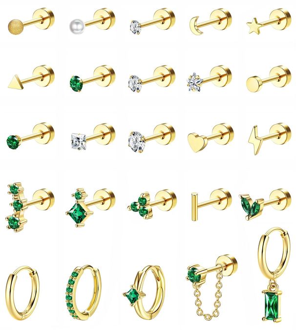 Women’s Jewelry Set Fashion Real Gold Brass Electroplating Fashionable Temperament Green Zircon Earrings Tassel Earrings Set_ipsvogv.com