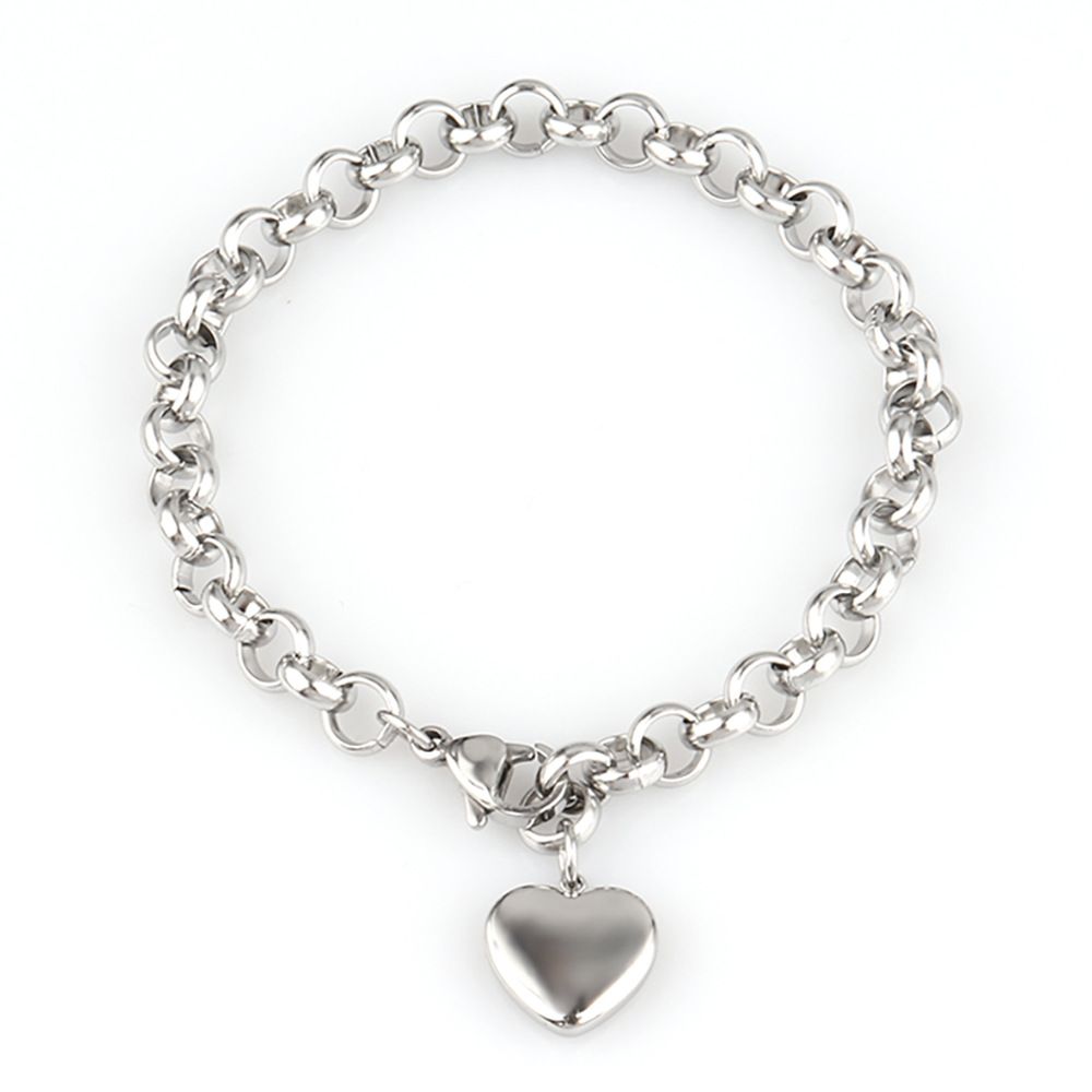 Stainless Gold For Women, Simple Titanium Steel Heart-shaped Pendant Bracelet_ipsvogv.com