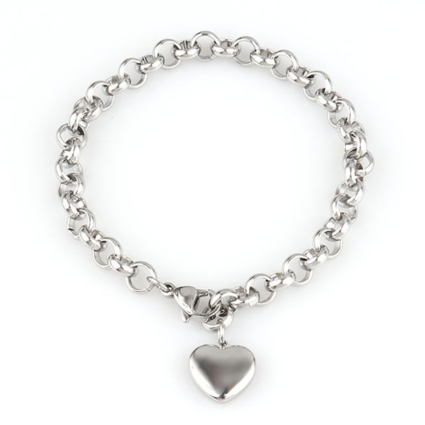 Stainless Gold For Women, Simple Titanium Steel Heart-shaped Pendant Bracelet_ipsvogv.com