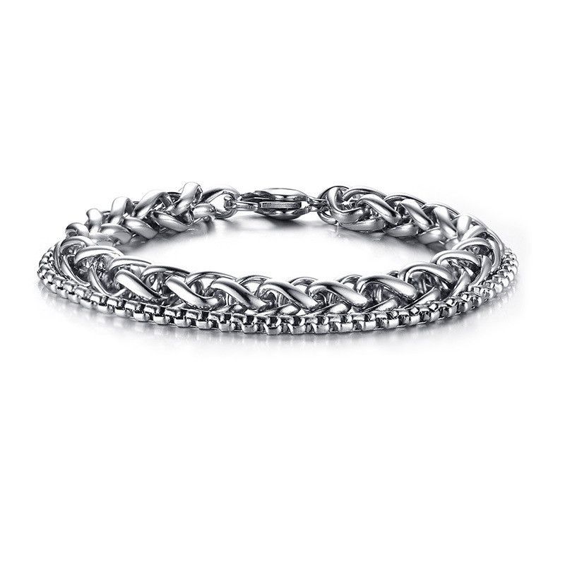 Men's Titanium Steel Double Layer Chain Bracelet Fashion Accessories Mixed Batch BR-590S_ipsvogv.com