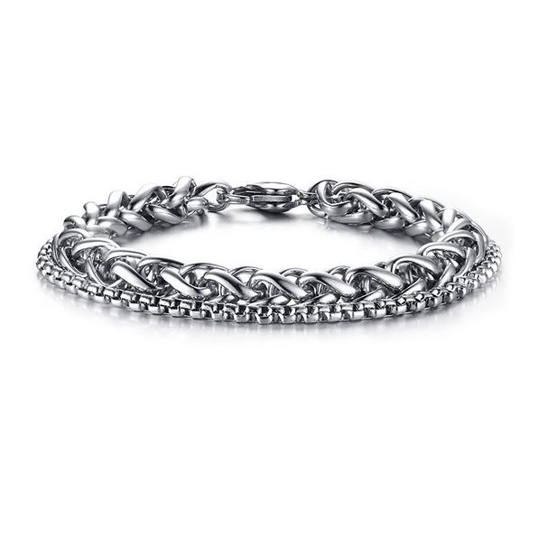 Men's Titanium Steel Double Layer Chain Bracelet Fashion Accessories Mixed Batch BR-590S_ipsvogv.com