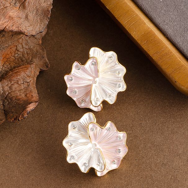 French Elegant Small Fragrance Style Diamond Inlaid Enamel Lotus Leaf Flower With Female Personality, Trendy And_ipsvogv.com