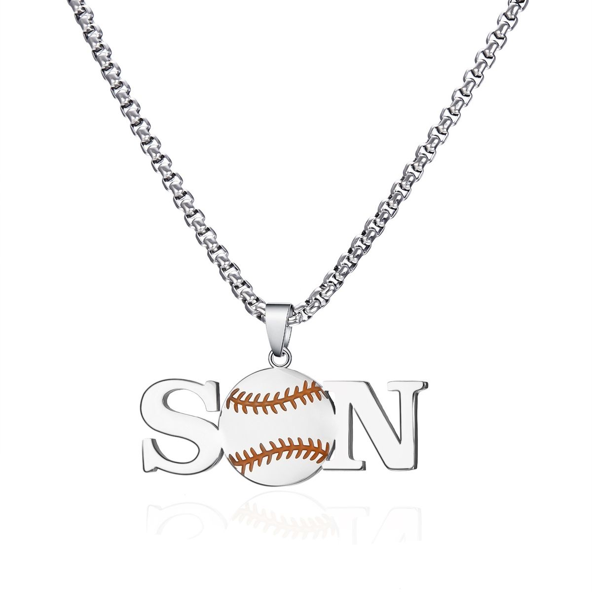 Fashion Creative Unisex Baseball Letter Stainless Steel Hip Hop Sports Necklace Sweater Chain_ipsvogv.com