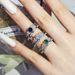 Zircon women's ring copper plated with green and blue combination ring weighing Jin r5721_ipsvogv.com