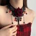 Dark Gothic Halloween Lace Rose Necklace Niche Design Tassel Choker Sweet Cool Fashion Accessory_ipsvogv.com