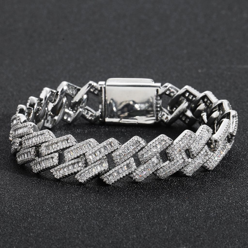 Unisex New 16mmT Square Mixed Inlaid Zircon Cuban Chain Personality Trendy Men's Hip Hop Bracelet Niche Fashion Accessories_ipsvogv.com