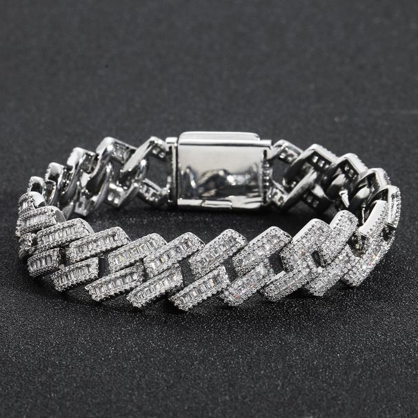 Unisex New 16mmT Square Mixed Inlaid Zircon Cuban Chain Personality Trendy Men's Hip Hop Bracelet Niche Fashion Accessories_ipsvogv.com