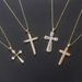 Unisex popular new zircon gold full diamond cross pendant necklace for women_ipsvogv.com