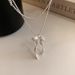 S Pure Silver Ribbon Bow Necklace For Women Korean Style Ins Sweet Glossy Line Niche Design Clavicle Chain_ipsvogv.com