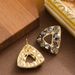 Fashionable, Simple And Colorfast, Brown Zircon Geometric Triangle With A High-end Feel, Small Fragrance, Silver Needle_ipsvogv.com