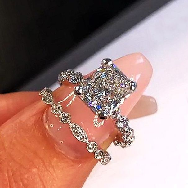 Cao Shi's New Of Fashionable And High-end Zircon Rings With Full Diamonds, Two-piece Jewelry Set_ipsvogv.com