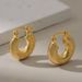 Copper Plated K Real Gold Threaded Ear Buckles Solid Hoop Short Heavy Duty Earrings Retro Color Preserving Earrings_ipsvogv.com