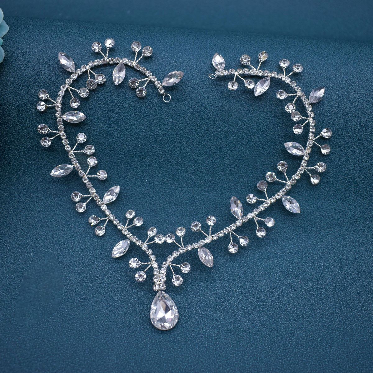 Cross Level Rhinestone Handmade Headdress Bridal Headband Hanging Rhinestone Forehead Chain Headband Simple Temperament Performance Photo Headband_ipsvogv.com