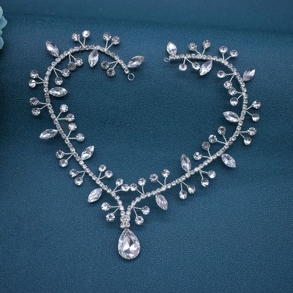 Cross Level Rhinestone Handmade Headdress Bridal Headband Hanging Rhinestone Forehead Chain Headband Simple Temperament Performance Photo Headband_ipsvogv.com