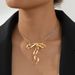 New Design Sense Bowknot Necklace For Women, Niche Exquisite Metal Ribbon Knotted Collarbone Chain, Ins Style Jewelry_ipsvogv.com
