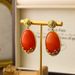 Vintage vintage jewelry mosquito coil, oval natural stone light luxury high-end earrings, autumn and winter_ipsvogv.com