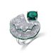 Light luxury fan shaped inlaid cultivated emerald ring S925 silver inlaid cultivated colored gemstone open ring exaggerated_ipsvogv.com