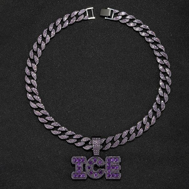 Hip Hop Street Full Of Diamonds, Personalized Rap Ice Letter Pendant, Cuban Chain Necklace_ipsvogv.com