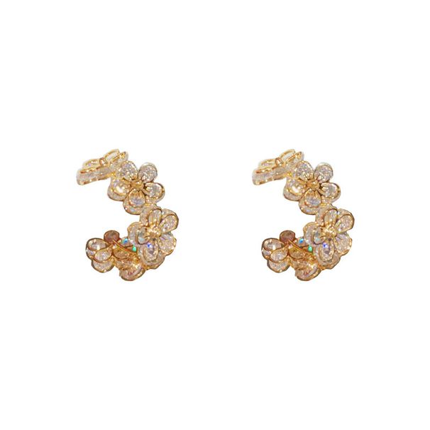 S Silver Needle Micro Paved Zircon Flower Hoop Internet Celebrity Personality Fashion Light Luxury High-end Versatile_ipsvogv.com