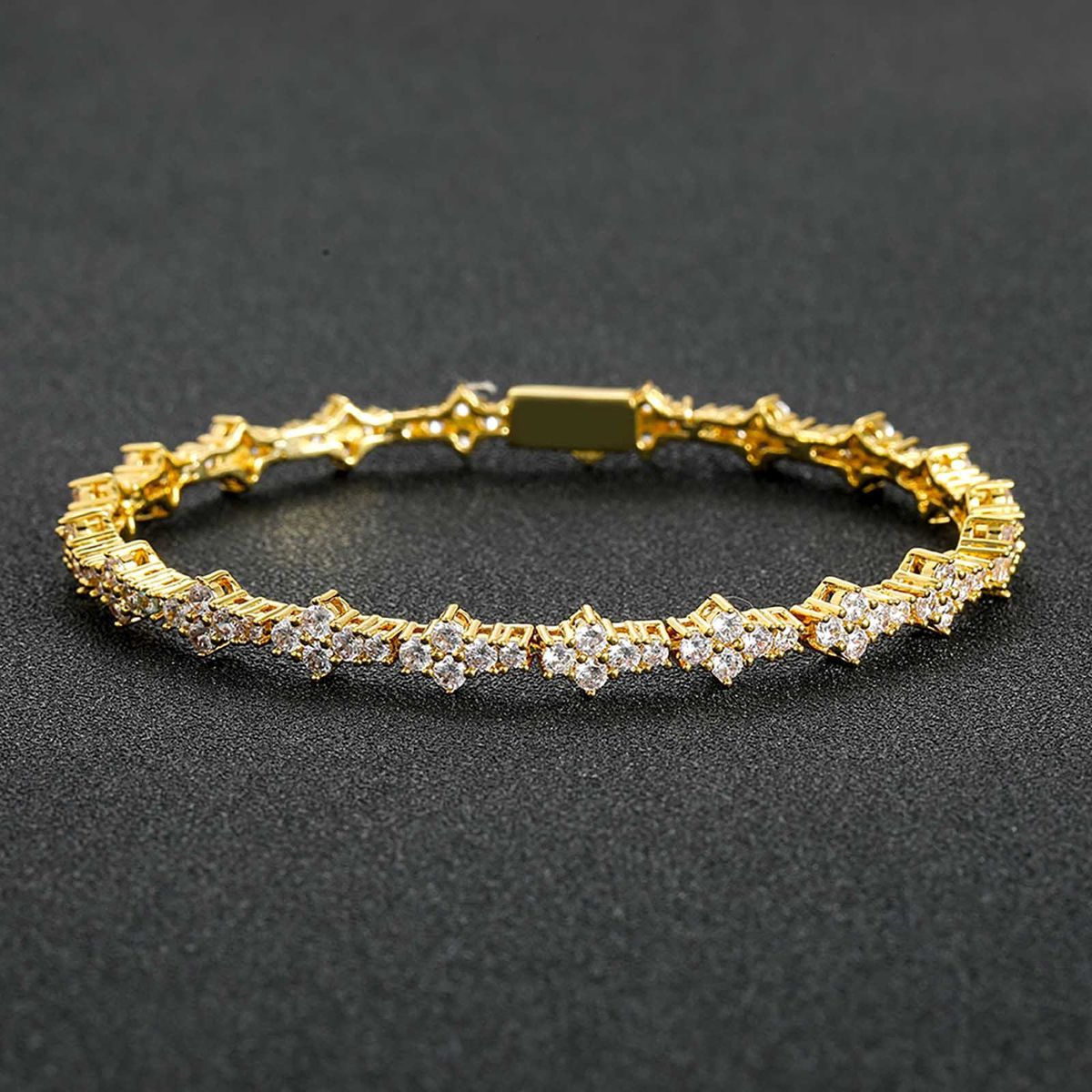 Plum Blossom Tennis Chain Men's Hip-Hop Bracelet Zircon Trendy Spring Clasp_ipsvogv.com