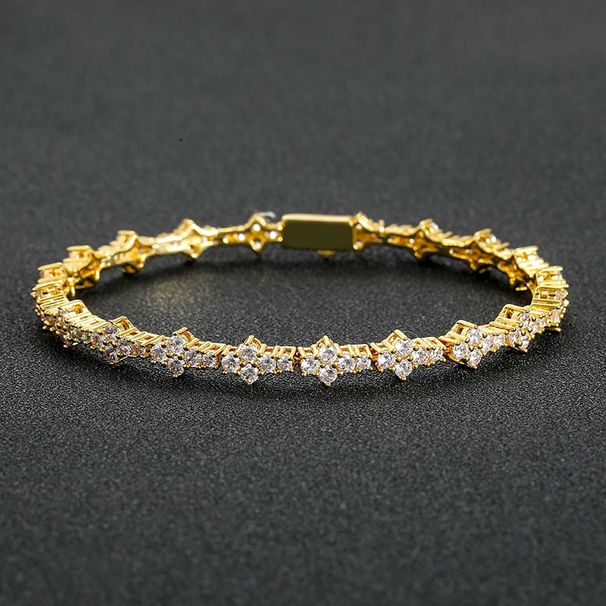 Plum Blossom Tennis Chain Men's Hip-Hop Bracelet Zircon Trendy Spring Clasp_ipsvogv.com