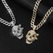Island Skull Full Diamond Pendant, Niche Personality, Cuban Chain Necklace, Hip-hop Jewelry_ipsvogv.com