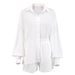 Hollow jacquard niche French long-sleeved suit shirt shorts casual women's design white_ipsvogv.com