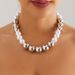 Exaggerated Large Bead Fashion Short Necklace Choker Punk Temperament Pearl Collar_ipsvogv.com