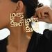 Exaggerated LOVE QUEEN Cut Letter High-end Simple Fashion Women's Earrings_ipsvogv.com