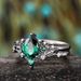 Sanjie Creative Set Flower Green Zircon Stacked With Personalized Light Luxury High End Women's Ring_ipsvogv.com
