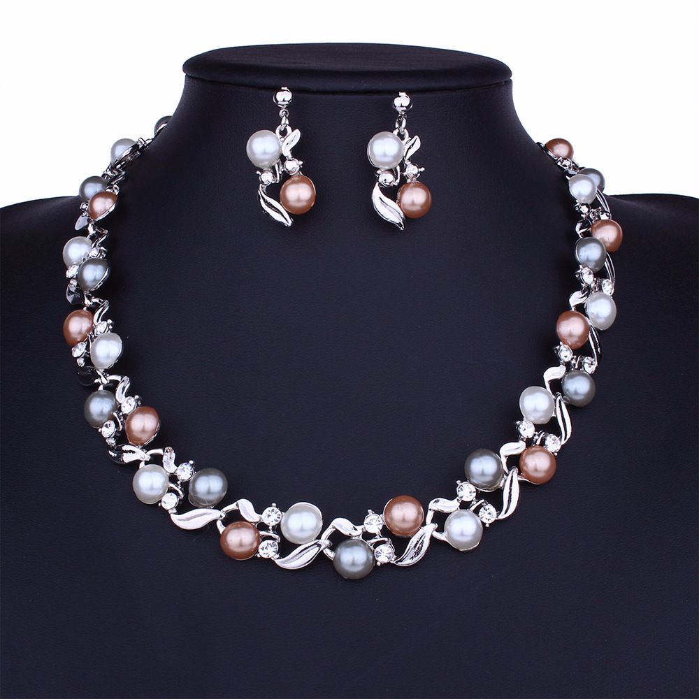 2 best-selling pearl necklace earrings set, ladies temperament versatile jewelry set_ipsvogv.com