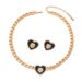 Feng Lady Cuban Chain Earring Set Personalized Love Lion Inlaid Diamond Design Earrings Long Necklace_ipsvogv.com