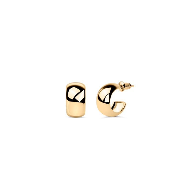 C-Shaped Hoop Earrings Minimalist Plated Studs Hypoallergenic Lightweight Gift Box Included_ipsvogv.com