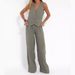 Women's Clothing new fashion vest trousers collage stitching cotton and linen casual suit_ipsvogv.com