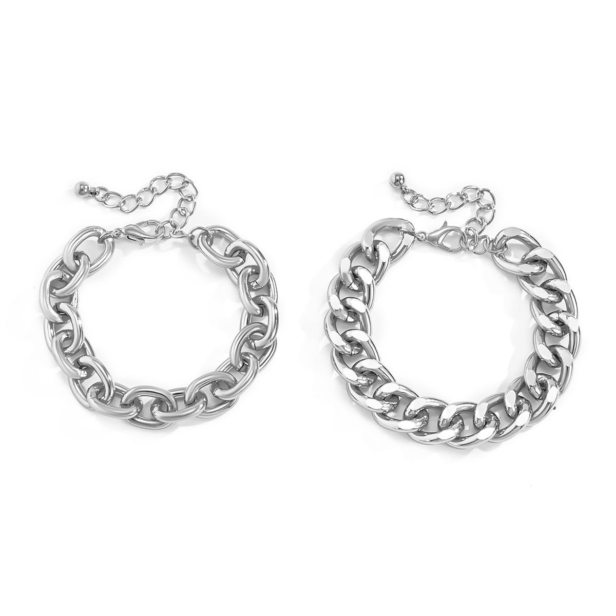 Alloy Jewelry Geometric Thick Set Bracelet For Women Hip Hop Trendy Cool Metal Aluminum Chain_ipsvogv.com