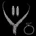 Fashion Banquet Jewelry Set Versatile Shiny Claw Chain Rhinestone V-shaped Necklace Earrings Wedding Photography_ipsvogv.com