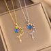 Necklace Women's New Blue Small Star Moon Niche Zircon Necklace Light Luxury High-end Design Sense Collarbone Neck Chain_ipsvogv.com
