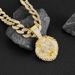 Cool full diamond personality three dimensional lion head pendant Cuban necklace Street hip hop style_ipsvogv.com