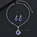 Royal Blue Earring Set For Party Banquet Jewelry Bride Wedding Rhinestone Necklace And Earrings_ipsvogv.com