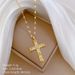 【 Titanium Steel 】 Bundled With A Cross, Light And Luxurious Temperament, Gorgeous Full Diamond Necklace, Versatile For_ipsvogv.com