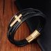 Stainless Steel Woven Bracelet Cross Genuine Leather Multi-layer Men's Jewelry L20158_ipsvogv.com