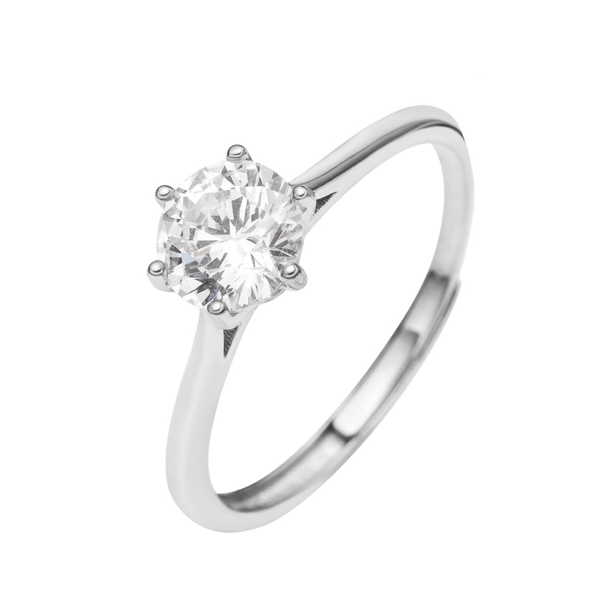 Silver Zircon Classic Six Claw For Women, Small Luxury, Live Personalized Platinum And Diamond Ring_ipsvogv.com