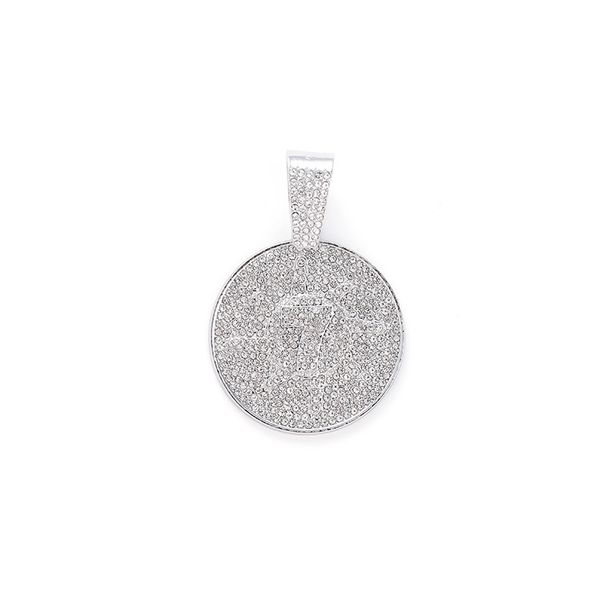 Disc Full Diamond Number 7 Alloy Pendant, Trendy Cuban Necklace, Men's Hip-hop Accessory, Personalized Necklace_ipsvogv.com