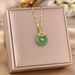 White Jade Pith Safety Clasp Women Gold Inlaid With Hotan Jade Pendant Colorfast Titanium Steel Bone Chain Light Luxury_ipsvogv.com