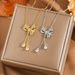Korean Version Tassel Bow Titanium Steel Necklace With Zircon Inlay For Women, Light Luxury Collarbone Chain, Non Fading_ipsvogv.com