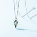 Natural geometric green moss stone necklace S925 silver package inlaid water grass agate clavicle chain versatile_ipsvogv.com