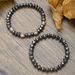 Men's Beaded Bracelet Set Map Stone Black Gallstone Cross Bracelet Elastic Three Piece Bracelet_ipsvogv.com