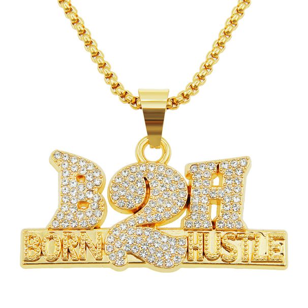 Cool Full Diamond Numeric Letter Necklace for Men's Personality Dominant Street Dance Sweater Long Pendant_ipsvogv.com
