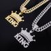Unisex Alloy Necklace Crown KING Single Row Diamond Inlaid Diamond Pendant Men And Women Hip Hop Personality Full Diamond Jewelry Pendant_ipsvogv.com