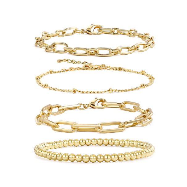 Women's Jewelry Simple Chain Bracelet Set Fashion Paper Clip Figaro Chain Versatile Bracelet_ipsvogv.com